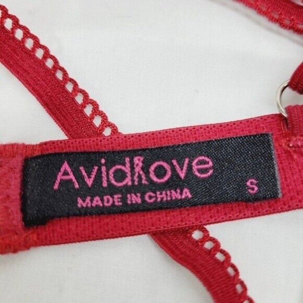 * Avidlove small bra garter set floral lace sexy set bow detail burgendy c… - Picture 6 of 11